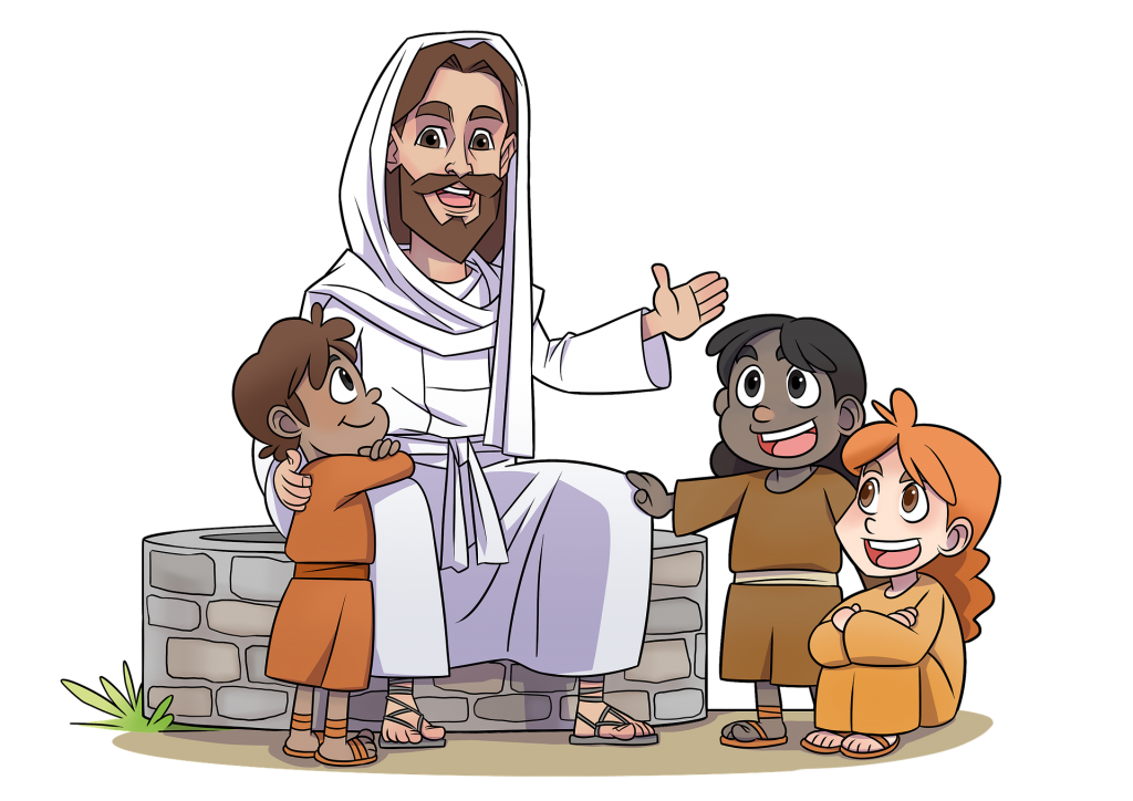 Piirroskuva Jeesus opettaa lapsia